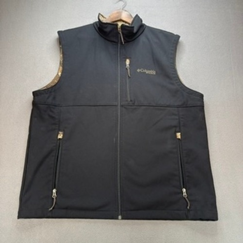 Columbia PHG Performance Hunting Gear Vest Regular XL Black Camo Trim Softshell - Picture 2 of 13